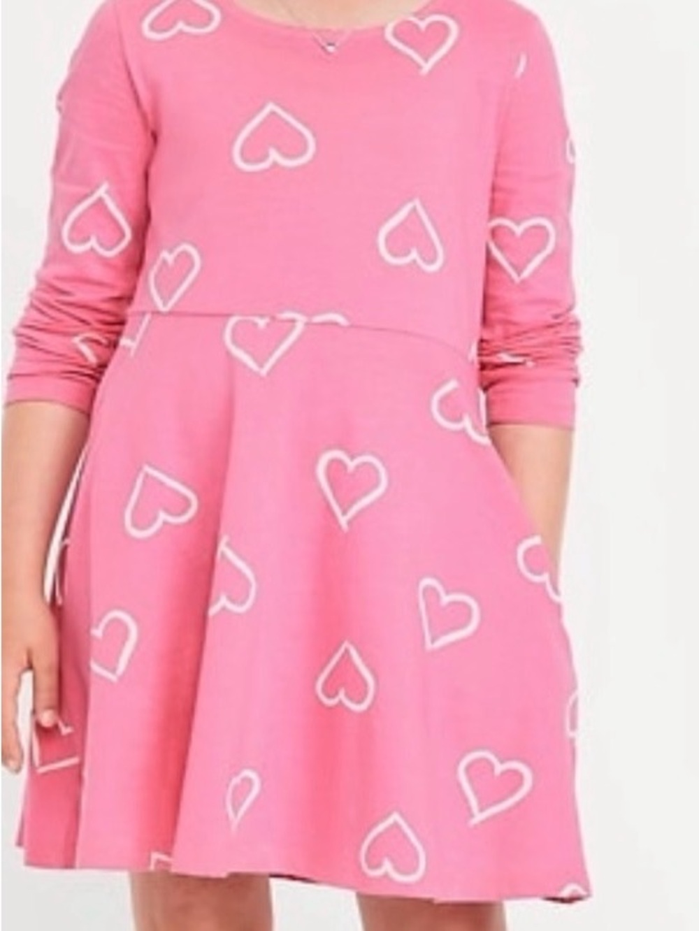 Old Navy Pink Heart-Print Long Sleeve Casual Dress